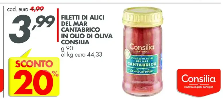 Filetti di alici del Mar Cantabrico in olio di oliva Consilia