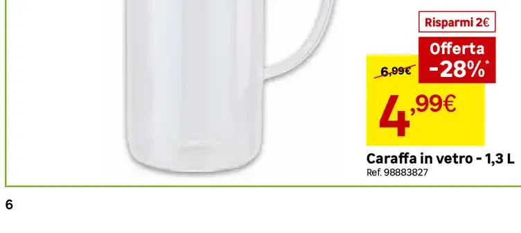Caraffa in vetro - 1,3 L