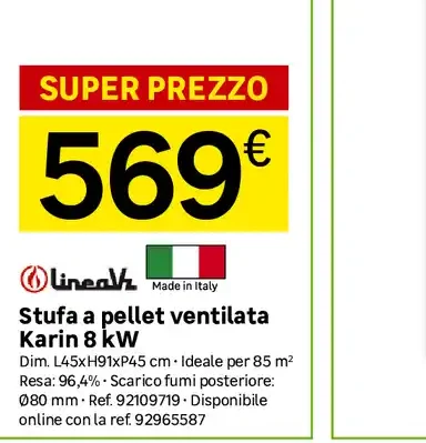 Stufa a pellet ventilata Karin 8 kW