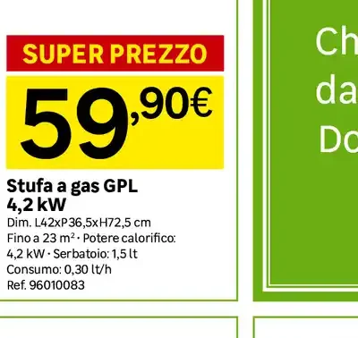 Stufa a gas GPL 4,2 kW