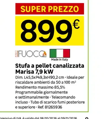 Stufa a pellet canalizzata Marisa 7,9 kW