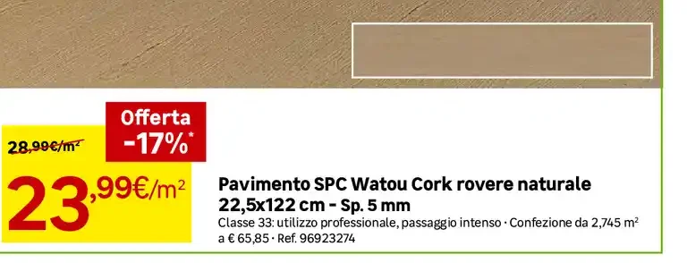 Pavimento SPC Watou Cork rovere naturale 22,5x122 cm - Sp. 5 mm