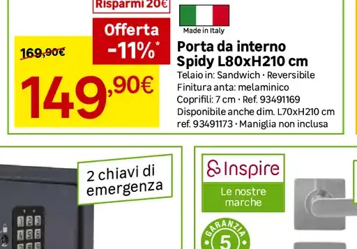 Porta da interno Spidy L80xH210 cm
