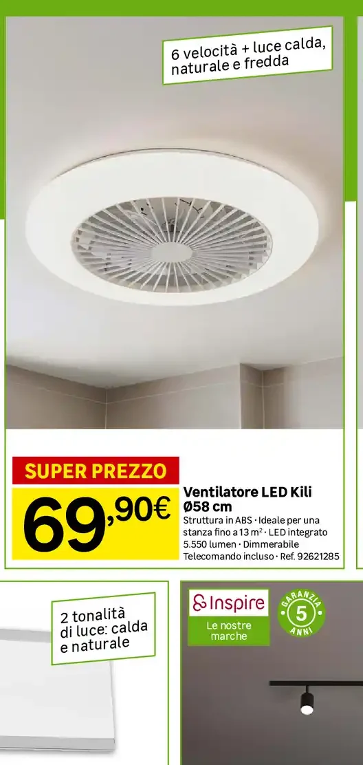 Ventilatore LED Kili Ø58 cm