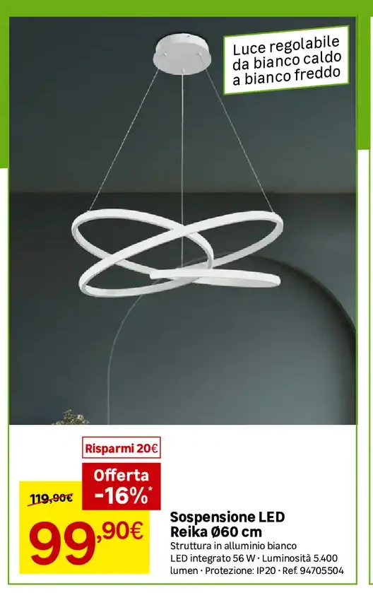 Sospensione LED Reika Ø60 cm