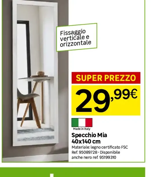 Specchio Mia 40x140 cm