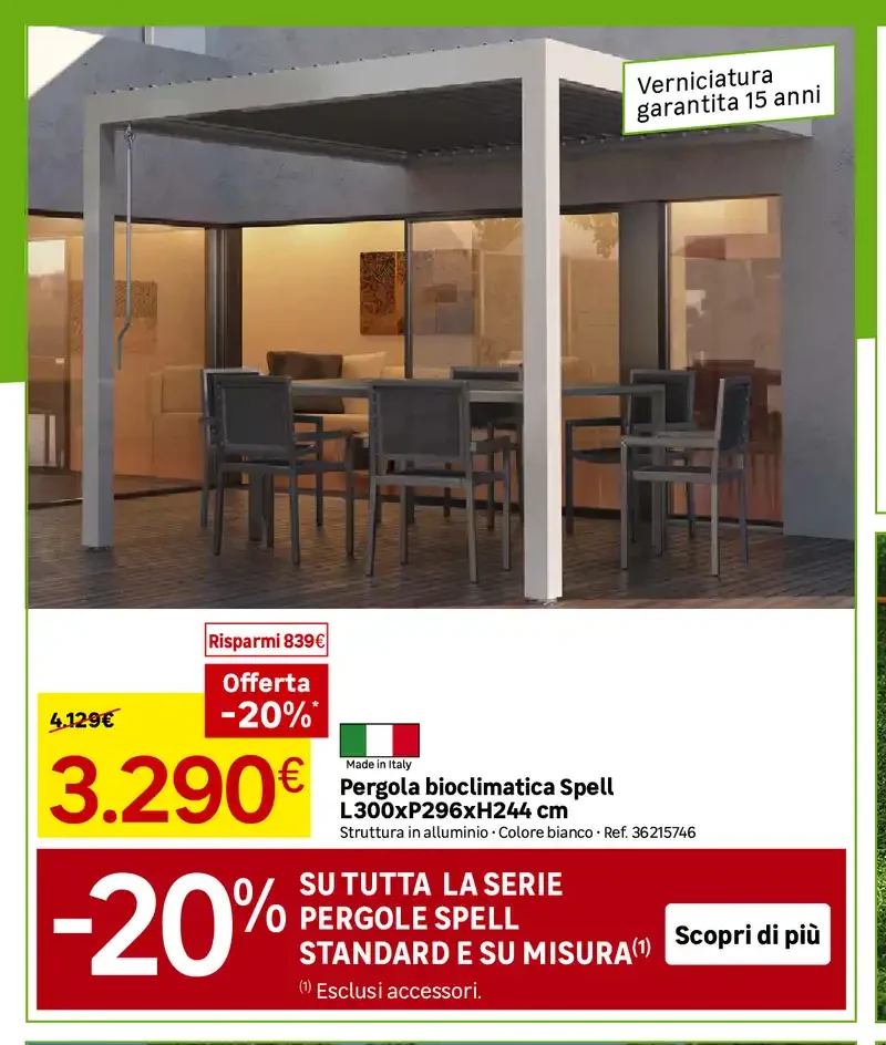Pergola bioclimatica Spell L300xP296xH244 cm