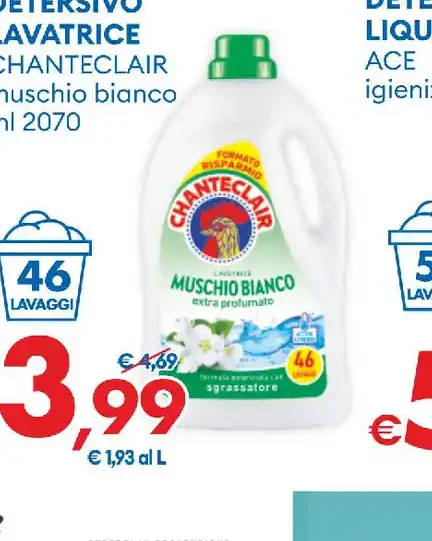 Detersivo lavatrice Chanteclair muschio bianco
