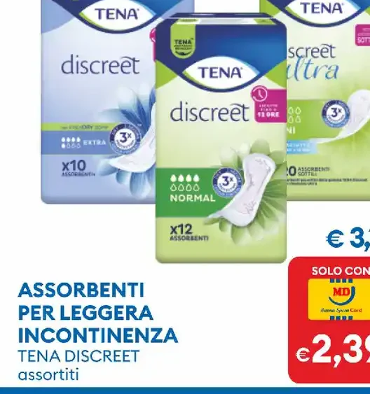 Assorbenti per leggera incontinenza Tena Discreet