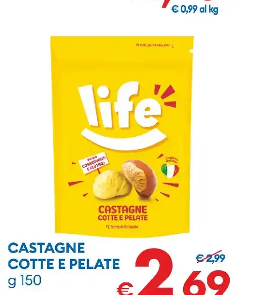 Castagne cotte e pelate