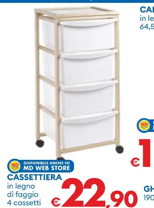 Cassettiera in legno di faggio