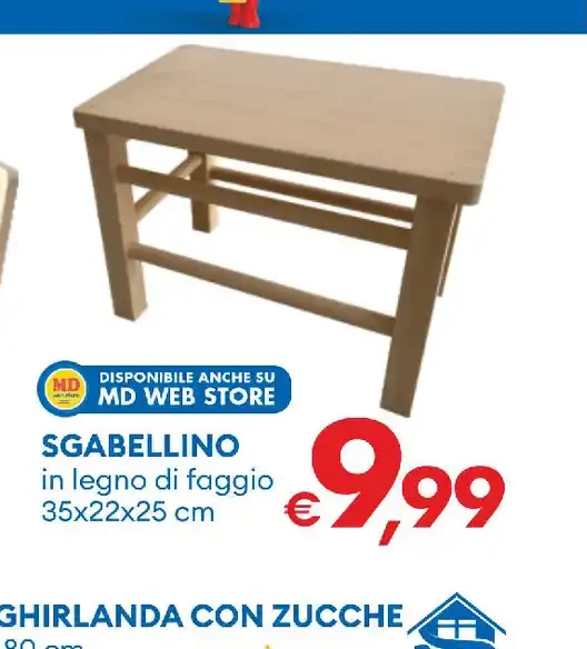 Sgabellino in legno di faggio
