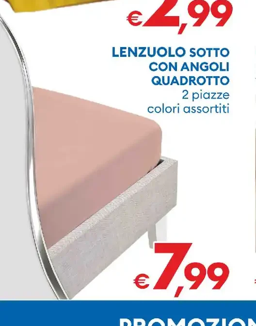 Lenzuolo sotto con angoli quadrotto