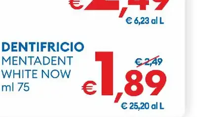 Dentifricio Mentadent White Now