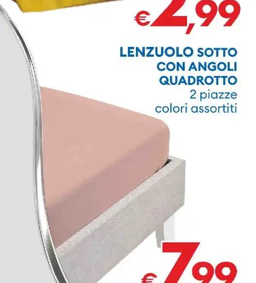 Lenzuolo sotto con angoli quadrotto