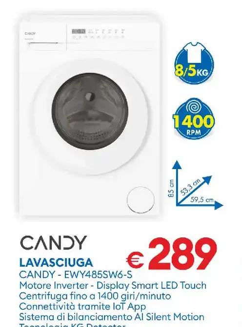 Lavasciuga Candy EWY485SW6-S