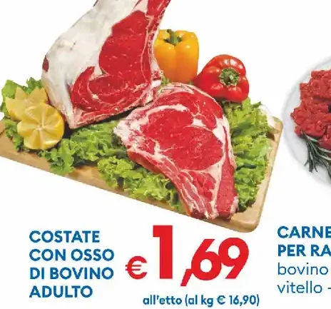 Costate con osso di bovino adulto