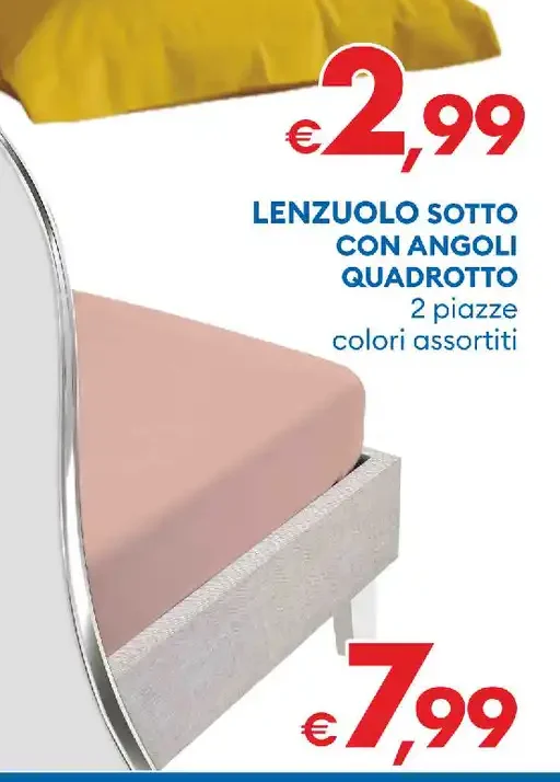 Lenzuolo sotto con angoli quadrotto