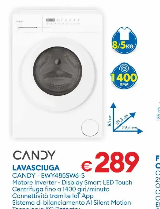 Lavasciuga Candy EWY485SW6-S