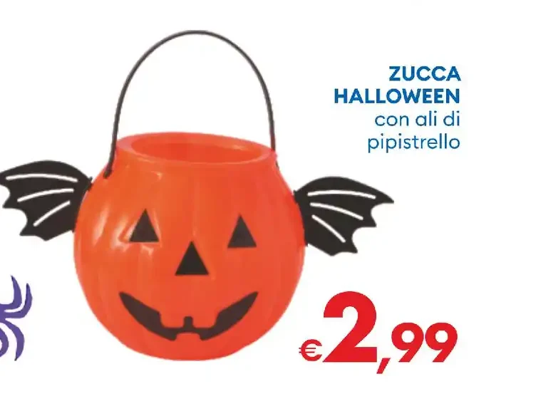 Zucca Halloween con ali di pipistrello