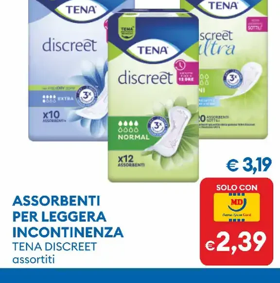 Assorbenti per leggera incontinenza Tena Discreet