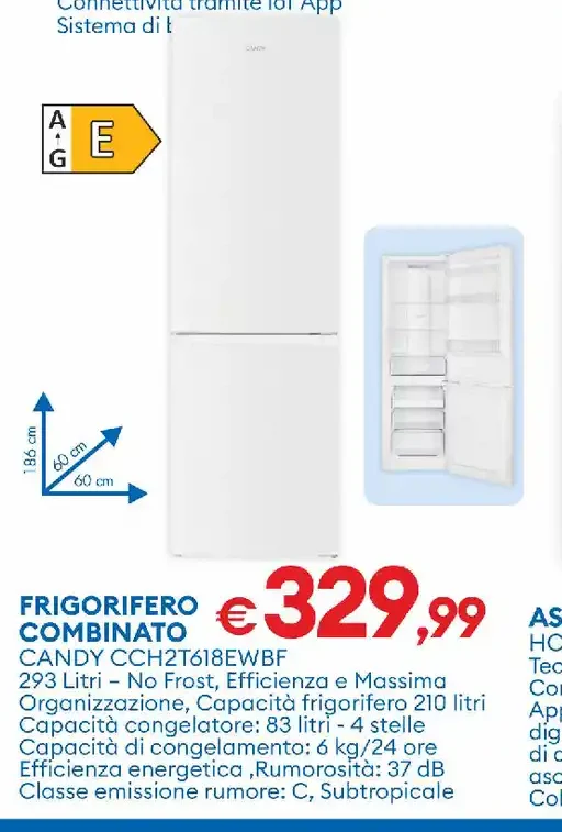 Frigorifero combinato Candy CCH2T618EWB