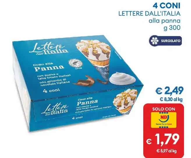 4 Coni Lettere dall'Italia alla panna