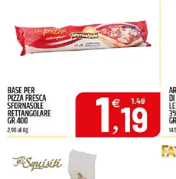 Base per pizza fresca rettangolare