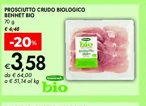 Prosciutto crudo biologico Bennet Bio