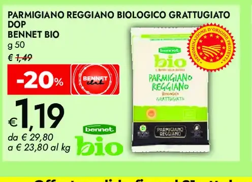 Parmigiano Reggiano biologico grattugiato DOP Bennet Bio