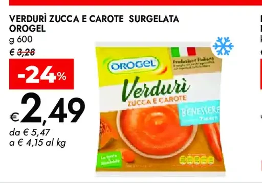 Verdure zucca e carote surgelate Orogel