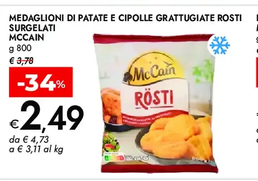 Medaglioni di patate e cipolle grattugiate rosti surgelati McCain