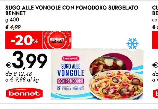 Sugo alle vongole con pomodoro surgelato Bennet