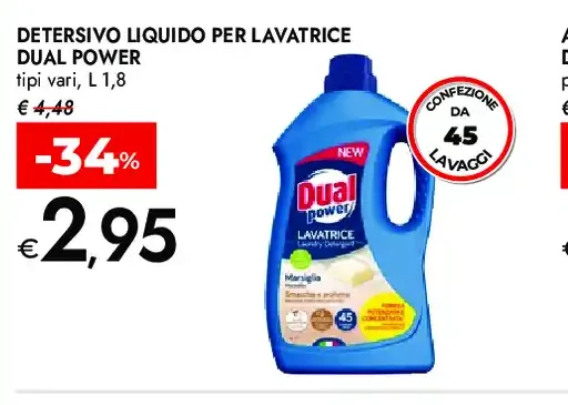 Detersivo liquido per lavatrice Dual Power