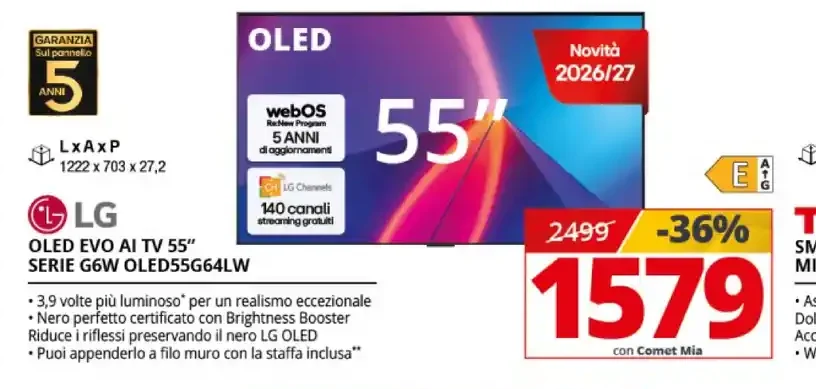 LG OLED Evo AI TV 55" Serie G6W OLED55G64LW
