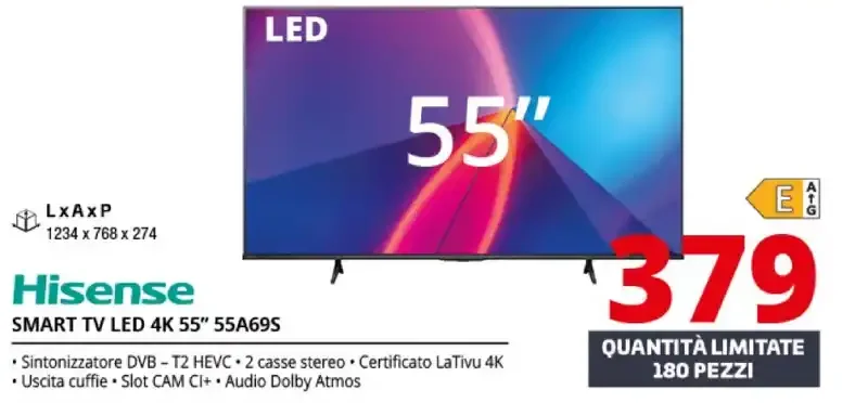 Hisense Smart TV LED 4K 55" 55A69S