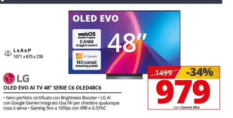 LG OLED Evo AI TV 48" Serie C6 OLED48C6