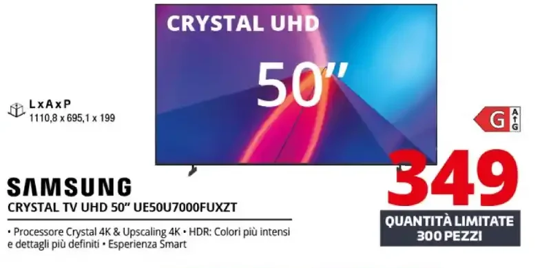 Samsung Crystal TV UHD 50" UE50U7000FUXZT