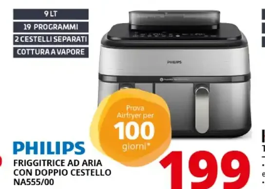 Philips Friggitrice ad Aria con Doppio Cestello NA555/00