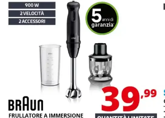 Braun Frullatore a Immersione Minipimer MultiQuick5 MQ30201MBK