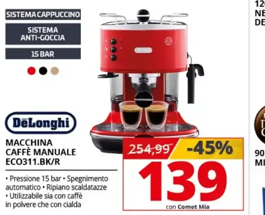 Macchina caffè manuale De'Longhi ECP311.BK/R