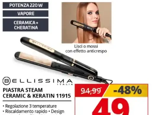 Piastra steam ceramic & keratin Bellissima 11915