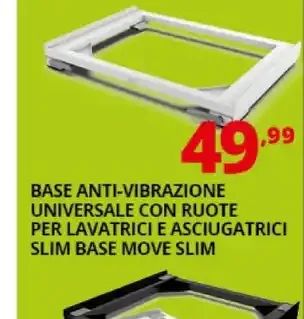 Base antivibrazione universale con ruote per lavatrici e asciugatrici slim