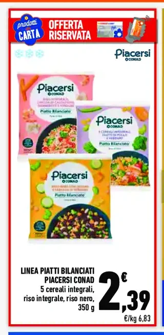 Linea piatti bilanciati Piacersi Conad
