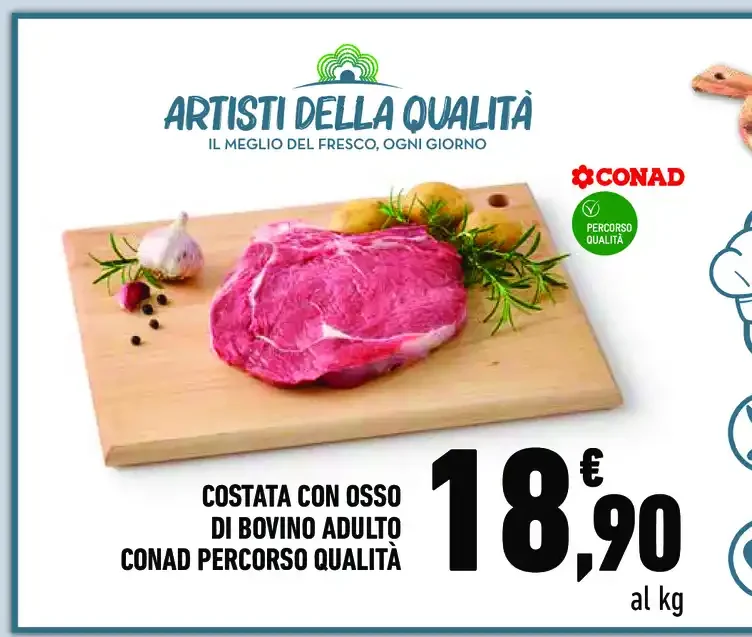 Costata con osso di bovino adulto