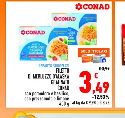 Filetto di merluzzo d'Alaska gratinato Conad
