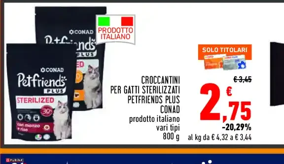 Croccantini per gatti sterilizzati Petfriends Plus