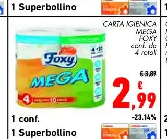 Carta igienica Foxy Mega 4 rotoli