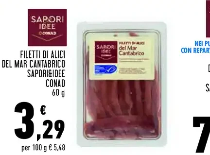 Filetti di alici del Mar Cantabrico Sapori&Idee Conad 60 g