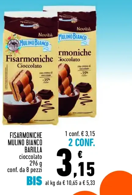 Frollini Fisarmoniche al cioccolato